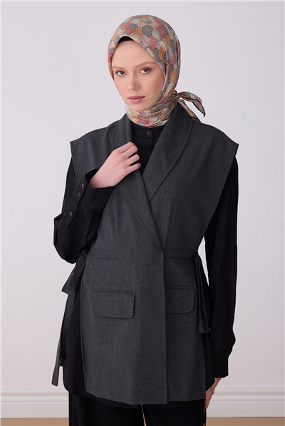 Mavi Obje Desen %100 Twill İpek Eşarp 4313-06