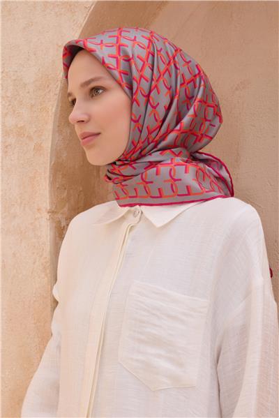 BELLİ MONOGRAM DESEN İPEK EŞARP 4102D TWILL