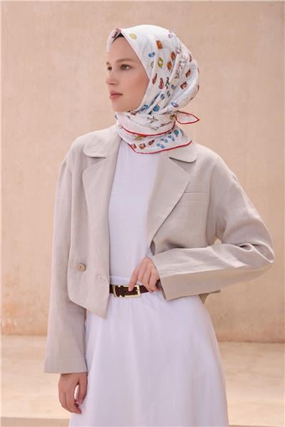 BELLİ OBJE DESEN İPEK EŞARP 4121D TWILL