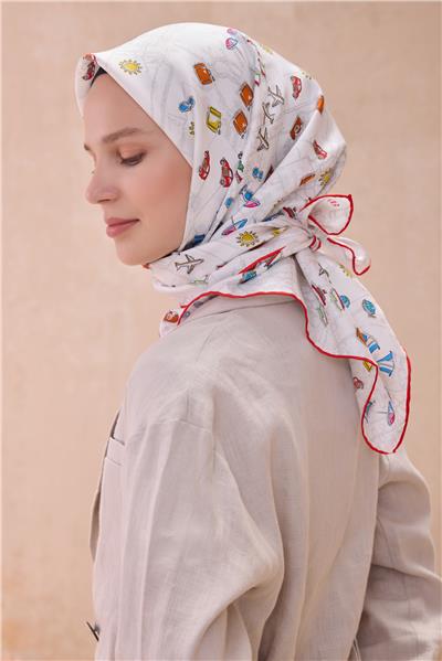 BELLİ OBJE DESEN İPEK EŞARP 4121D TWILL