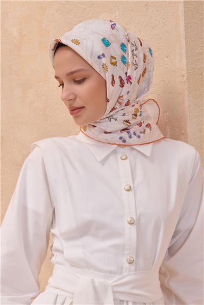 BELLİ OBJE DESEN İPEK EŞARP 4121D TWILL