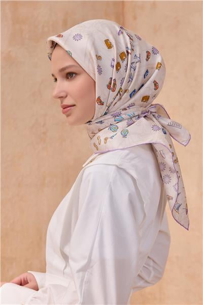 BELLİ OBJE DESEN İPEK EŞARP 4121D TWILL