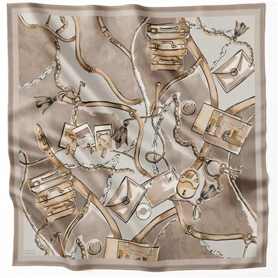 BELLİ OBJE DESEN İPEK EŞARP 4205D (TWILL) BEJ - 82