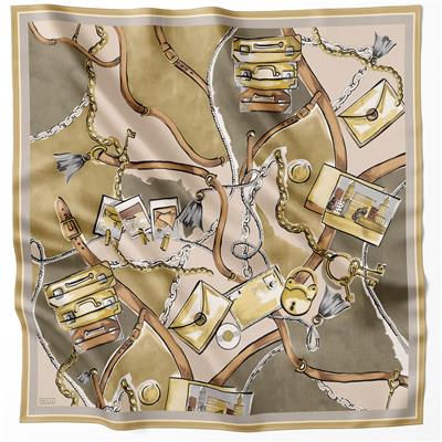 BELLİ OBJE DESEN İPEK EŞARP 4205D (TWILL) SARI - 32