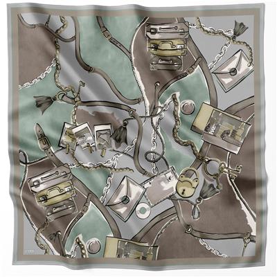 BELLİ OBJE DESEN İPEK EŞARP 4205D (TWILL) MİNT - 50