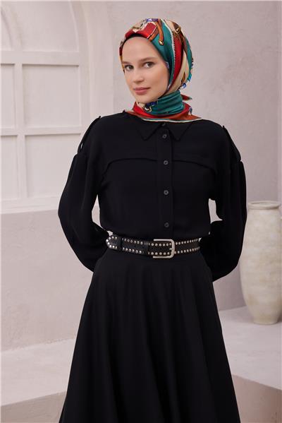 BELLİ OBJE DESEN İPEK EŞARP 4205D (TWILL) KIRMIZI - 80