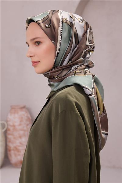 BELLİ OBJE DESEN İPEK EŞARP 4205D (TWILL) MİNT - 50