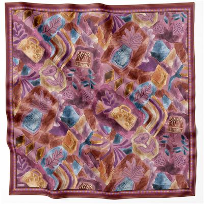 BELLİ OBJE DESEN İPEK EŞARP 4216D (TWILL) FUŞYA - 52