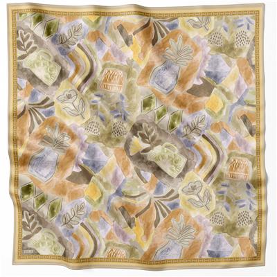 BELLİ OBJE DESEN İPEK EŞARP 4216D (TWILL) SARI - 56