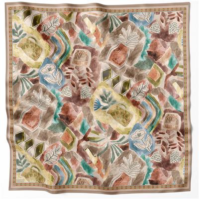 BELLİ OBJE DESEN İPEK EŞARP 4216D (TWILL) VİZON - 81