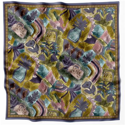 BELLİ OBJE DESEN İPEK EŞARP 4216D (TWILL) FÜME - 53