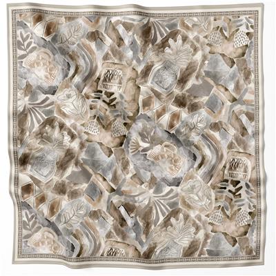 BELLİ OBJE DESEN İPEK EŞARP 4216D (TWILL) BEJ - 84