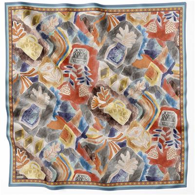 BELLİ OBJE DESEN İPEK EŞARP 4216D (TWILL) İNDİGO - 05