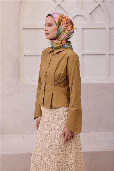 BELLİ OBJE DESEN İPEK EŞARP 4216D (TWILL) YAĞ YEŞİLİ - 02