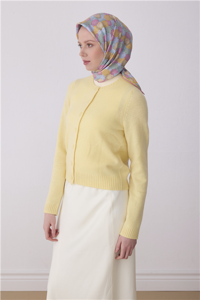 Pembe Obje Desen %100 Twill İpek Eşarp 4313-52