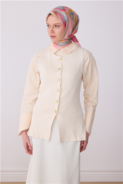 Pembe Soyut Desen %100 Twill İpek Eşarp 4318-02