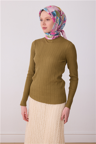 Pembe Soyut Desen %100 Twill İpek Eşarp 4310-02