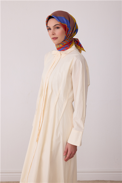 yağ yeşili Geometrik Desen %100 Twill İpek Eşarp 4401-37