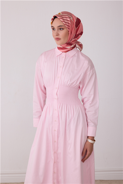 Pembe Geometrik Desen %100 Twill İpek Eşarp 4401-51