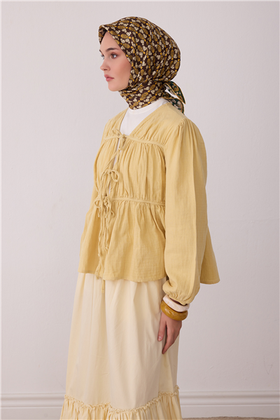 Kahverengi Geometrik Desen %100 Twill İpek Eşarp 4403-50
