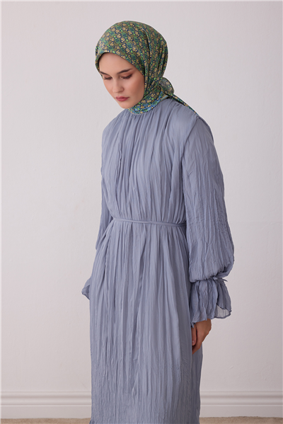 Yeşil Geometrik Desen %100 Twill İpek Eşarp 4403-82