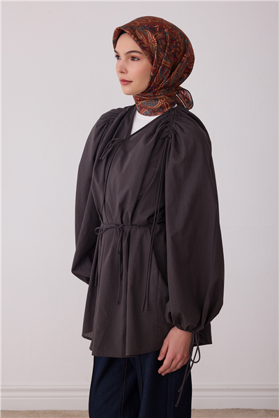 Kırmızı Etnik Desen %100 Twill İpek Eşarp 4404-05