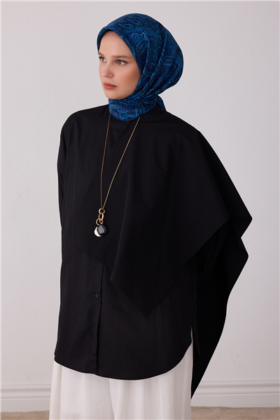 Lacivert Etnik Desen %100 Twill İpek Eşarp 4404-80