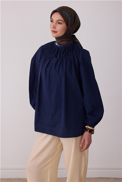 Çok Renkli Etnik Desen %100 Twill İpek Eşarp 4404-84