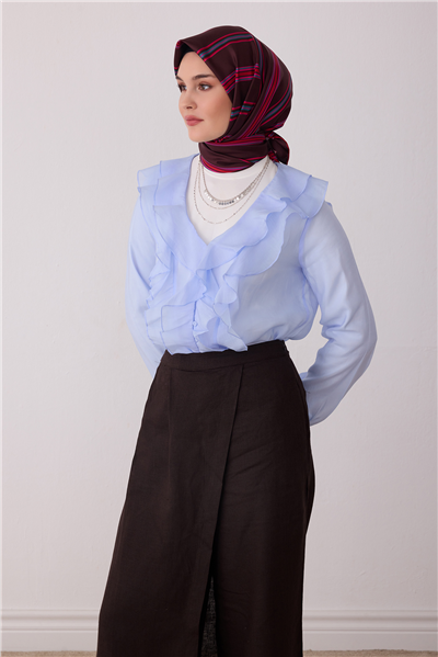 Bordo Geometrik Desen %100 Twill İpek Eşarp 4405-80