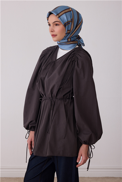 Mavi Geometrik Desen %100 Twill İpek Eşarp 4405-82
