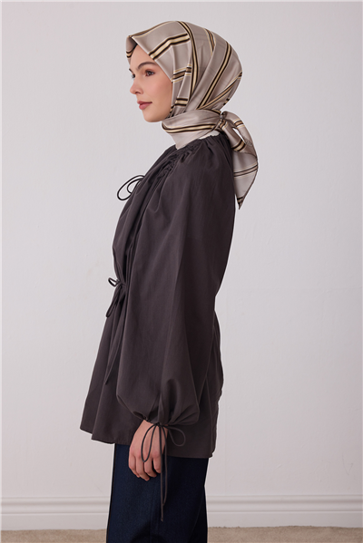 Taş Geometrik Desen %100 Twill İpek Eşarp 4405-85