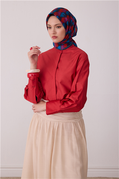Petrol Geometrik Desen %100 Twill İpek Eşarp 4406-31