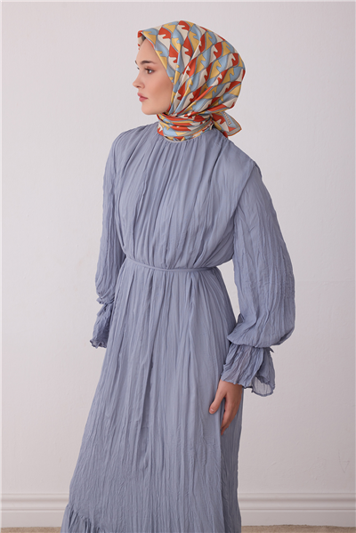 Mint Geometrik Desen %100 Twill İpek Eşarp 4406-85