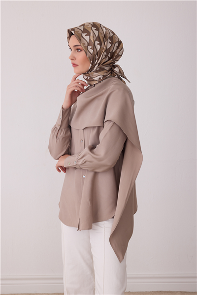 Çok Renkli Geometrik Desen %100 Twill İpek Eşarp 4406-86