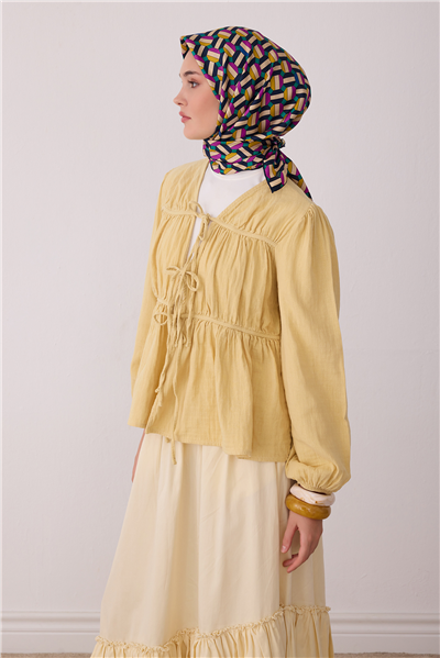 Mor Geometrik Desen %100 Twill İpek Eşarp 4407-85