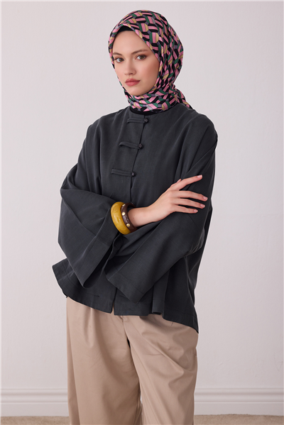 Çok Renkli Geometrik Desen %100 Twill İpek Eşarp 4407-86