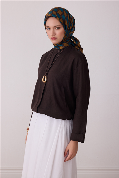 Petrol Geometrik Desen %100 Twill İpek Eşarp 4408-52