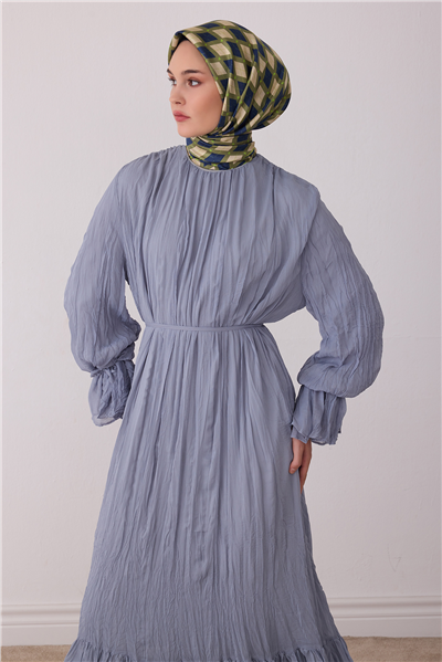 Yeşil Geometrik Desen %100 Twill İpek Eşarp 4408-85