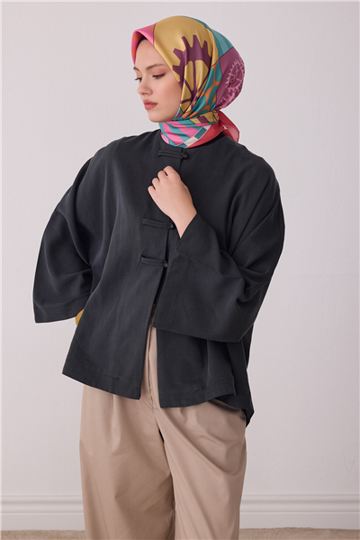 Pembe Obje Desen %100 Twill İpek Eşarp 4409-37
