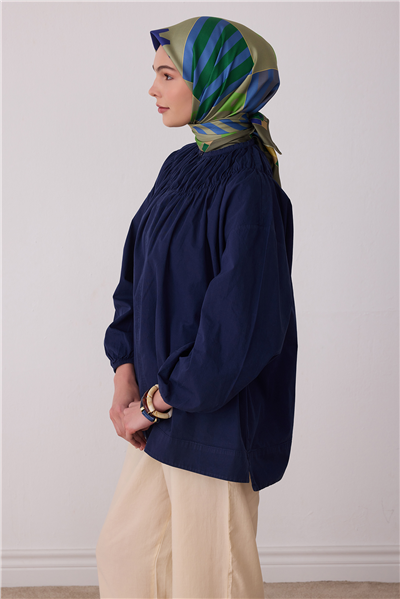 Yeşil Obje Desen %100 Twill İpek Eşarp 4409-54