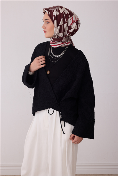 Bordo Geometrik Desen %100 Twill İpek Eşarp 4411-88