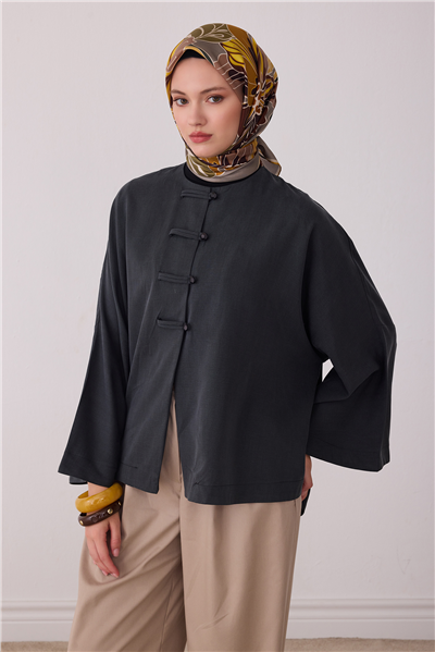 Yeşil Çiçek Deseni %100 Twill İpek Eşarp 4413-36