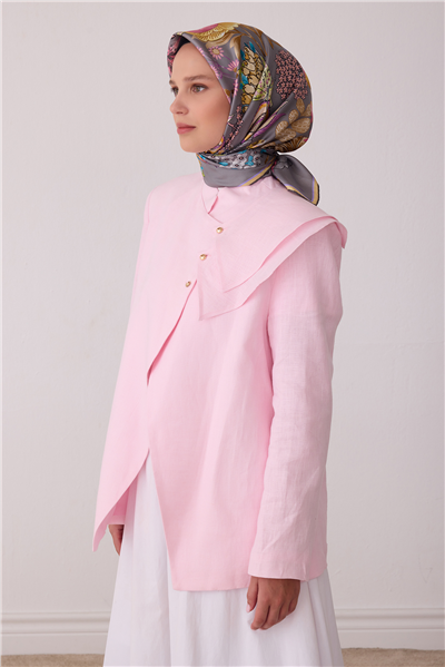 Gri Çiçek Deseni %100 Twill İpek Eşarp 4415-81