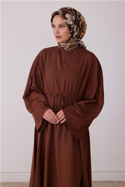 Kahverengi Çiçek Deseni %100 Twill İpek Eşarp 4416-85