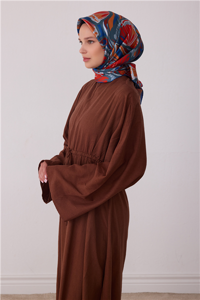 Petrol Soyut Desen %100 Twill İpek Eşarp 4417-52