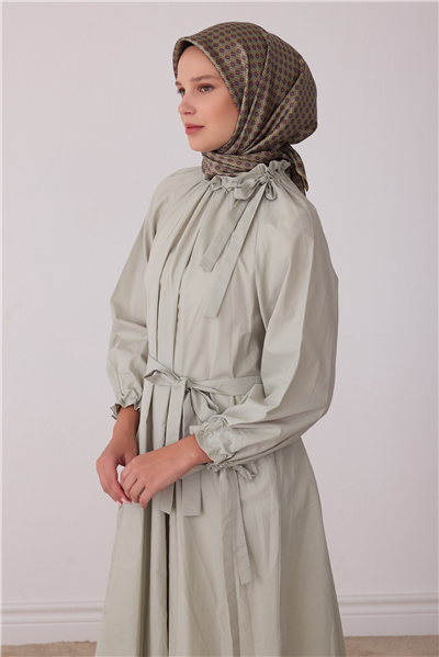 Yeşil Monogram Desen %100 Twill İpek Eşarp 4418-38