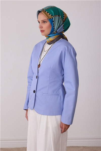 Yeşil Geometrik Desen %100 Twill İpek Eşarp 4419-81