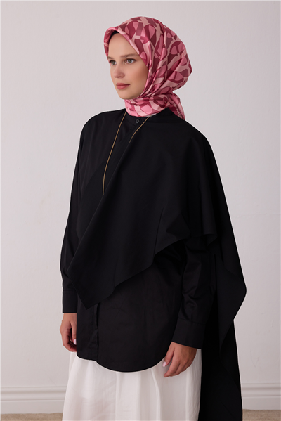 Pembe Geometrik Desen %100 Twill İpek Eşarp 4420-03