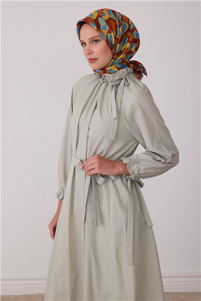 Çok Renkli Geometrik Desen %100 Twill İpek Eşarp 4420-06