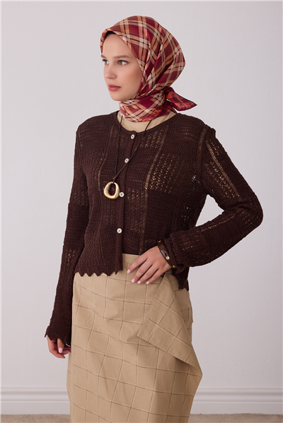 Kırmızı Geometrik Desen %100 Twill İpek Eşarp 4421-02